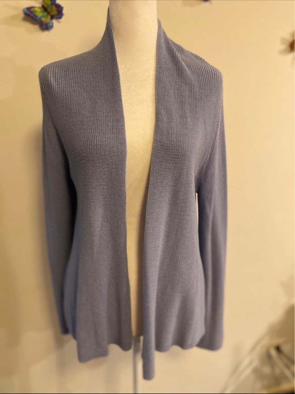 Eileen Fisher Light Blue Open Front Women’s Cardigan Sweater size Large